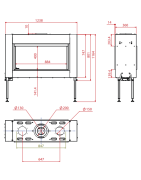 Dujinis židinys Akos Gemini M, 9.5 kW, dvipusiu stiklu