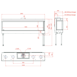 Dujinis židinys Akos Uranus XXL, 16 kW, su kampiniu stiklu