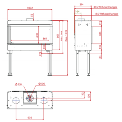 Dujinis židinys Akos Mercury M, 9.5 kW, tiesiu stiklu