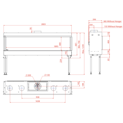 Dujinis židinys Akos Uranus XXL, 16 kW, su kampiniu stiklu