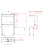 Dujinis židinys Akos NV80 F1, 9.3 kW, aukštu tiesiu stiklu