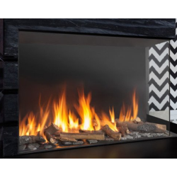 Dujinis židinys Akos NV80 F2 L, 9.3 kW, aukštu kampiniu stiklu