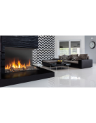 Dujinis židinys Akos NV80 F2 L, 9.3 kW, aukštu kampiniu stiklu