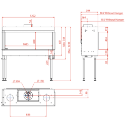 Dujinis židinys Akos Uranus L, 10 kW, su kampiniu stiklu