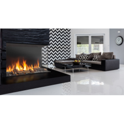 Dujinis židinys Akos NV80 F2 R, 9.3 kW, aukštu kampiniu stiklu