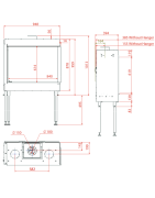 Dujinis židinys Akos NV80 F2 R, 9.3 kW, aukštu kampiniu stiklu