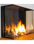 Dujinis židinys Akos NV80 F3, 9.3 kW, aukštu trijų pusių stiklu