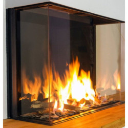 Dujinis židinys Akos NV80 F3, 9.3 kW, aukštu trijų pusių stiklu