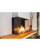 Dujinis židinys Akos NV80 F3, 9.3 kW, aukštu trijų pusių stiklu