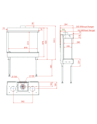 Dujinis židinys Akos NV80 F3, 9.3 kW, aukštu trijų pusių stiklu