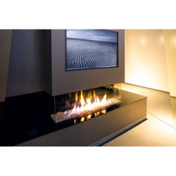 Dujinis židinys Akos Meridian L, 10 kW, trijų pusių stiklu