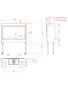Dujinis židinys Akos NV120H F1, 10 kW, aukštu tiesiu stiklu