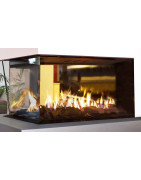 Dujinis židinys Akos Eros M, 9.5 kW, trijų pusių stiklu