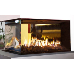 Dujinis židinys Akos Eros M, 9.5 kW, trijų pusių stiklu