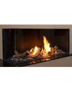 Dujinis židinys Akos NV120H F2L, 10 kW, aukštu kampiniu stiklu