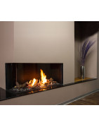 Dujinis židinys Akos NV120H F2L, 10 kW, aukštu kampiniu stiklu