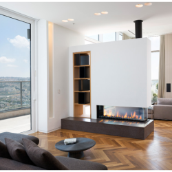 Dujinis židinys Akos Eros L, 10 kW, trijų pusių stiklu