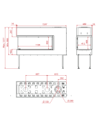 Dujinis židinys Akos Eros L, 10 kW, trijų pusių stiklu