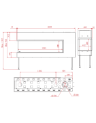 Dujinis židinys Akos Eros XLG, 16 kW, trijų pusių stiklu