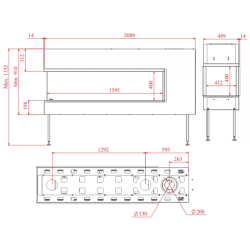 Dujinis židinys Akos Eros XLG, 16 kW, trijų pusių stiklu