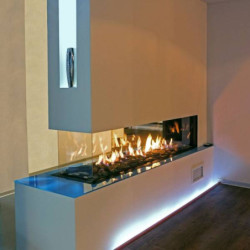 Dujinis židinys Akos Eros XXL, 19.5 kW, trijų pusių stiklu