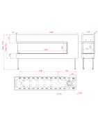 Dujinis židinys Akos Eros XXL, 19.5 kW, trijų pusių stiklu