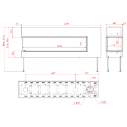 Dujinis židinys Akos Eros XXL, 19.5 kW, trijų pusių stiklu