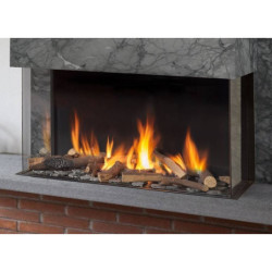 Dujinis židinys Akos NV120H F3, 10 kW, aukštu 3 pusių stiklu