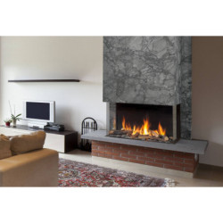 Dujinis židinys Akos NV120H F3, 10 kW, aukštu 3 pusių stiklu