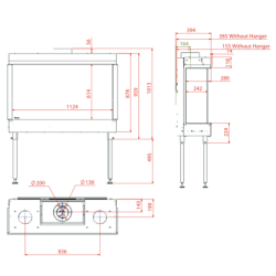 Dujinis židinys Akos NV120H F3, 10 kW, aukštu 3 pusių stiklu