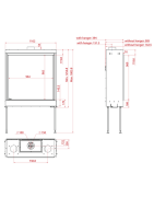 Dujinis židinys Akos SQ100, 9.5 kW, kvadratiniu tiesiu stiklu
