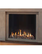 Dujinis židinys Akos SQ60, 13 kW, kvadratiniu tiesiu stiklu