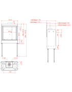 Dujinis židinys Akos SQ60, 13 kW, kvadratiniu tiesiu stiklu