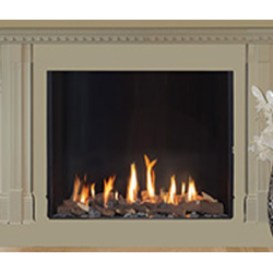 Dujinis židinys Akos SQ80, 9.5 kW, kvadratiniu tiesiu stiklu