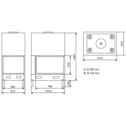 Plieninis židinio ugniakuras Axis EPI950, 10 kW