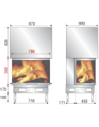 Plieninis židinio ugniakuras Axis F900, 13 kW