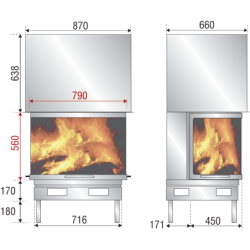 Plieninis židinio ugniakuras Axis F900, 13 kW