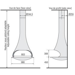 Plieninis židinys Bordelet Tatiana 997M, sieninis