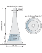 Plieninis židinys Bordelet Linea 914, centrinis, su stiklu
