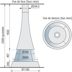 Plieninis židinys Bordelet Linea 914, centrinis, su stiklu