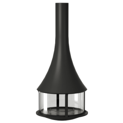 Plieninis židinys Bordelet Zelia 908, centrinis, su stiklu