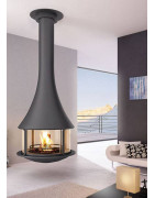 Plieninis židinys Bordelet Zelia 908, centrinis, su stiklu