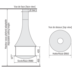 Plieninis židinys Bordelet Zelia 908, centrinis, be stiklo