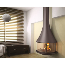 Plieninis židinys Bordelet Zelia 908, sieninis, su stiklu