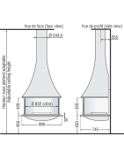 Plieninis židinys Bordelet Zelia 908, sieninis, su stiklu