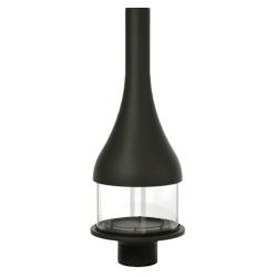 Plieninis židinys Bordelet Marina 993, centrinis, su stiklu