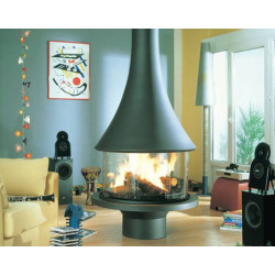 Plieninis židinys Bordelet Marina 993, centrinis, su stiklu