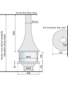 Plieninis židinys Bordelet Marina 993, sieninis, su stiklu