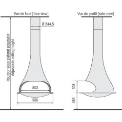 Plieninis židinys Bordelet Tatiana 997, centrinis