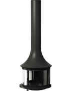 Plieninis židinys Bordelet Lea 998, sieninis, su stiklu